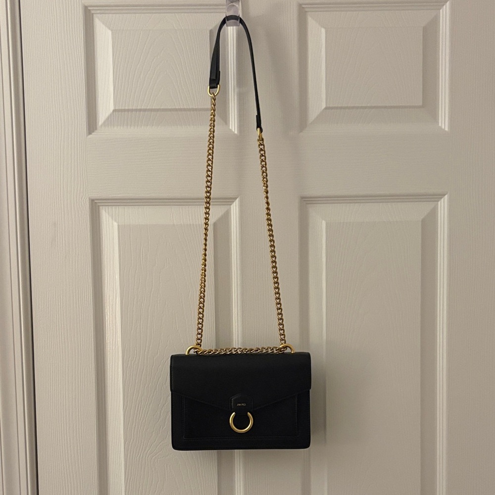 JW PEI Chic Black and Gold Chain Shoulder Bag